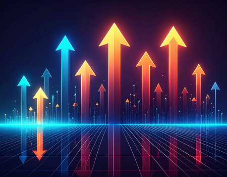 abstract arrows on a dark background, vector illustration, eps10の素材