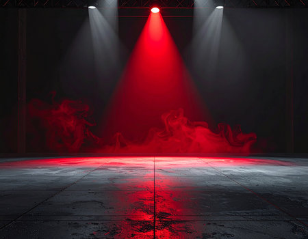 Stage Spotlight with Red Smoke, Stage Podium Scene, Stage Spotlight with Red Spot, Stage Backgroundの素材