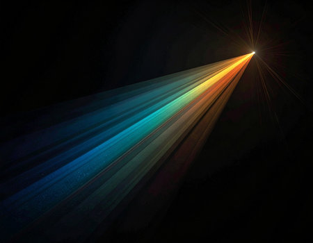 abstract multicolored rays on a black background with space for textの素材