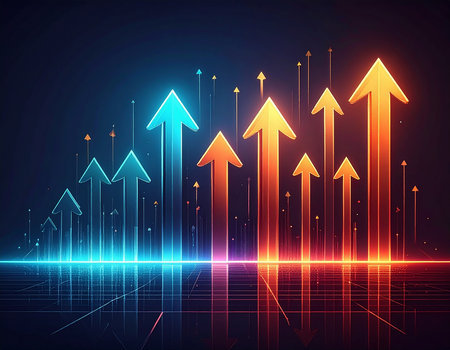 abstract arrows on a dark background, vector illustration. Eps 10の素材