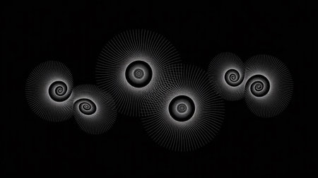 Illustration of abstract fractal background with circles in black and whiteの素材