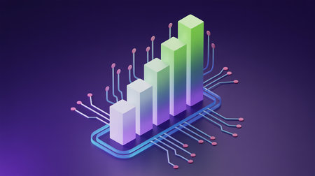 3d isometric vector illustration of a graph on a blue backgroundの素材