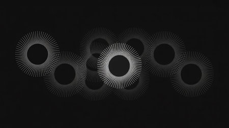Abstract background with circles. Different shades and thickness. 3d illustrationの素材