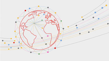 Abstract background with globe. Vector illustration. Global network connection concept.の素材