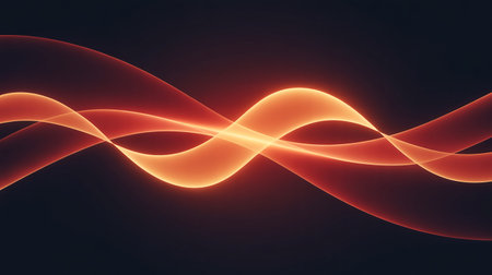 Abstract red wave on dark background. Vector illustration. Eps 10.の素材