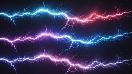 Lightning storm lightning effect. Abstract background. 3D Renderingの素材