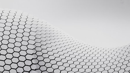 Abstract 3d rendering of honeycomb. Futuristic background with hexagons.の素材