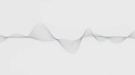 Abstract wave on white background. Line art design. Vector illustration.の素材