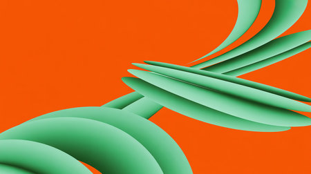 Abstract background with green curved lines. 3d rendering, 3d illustration.の素材