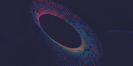 Abstract background with dynamic particles. Futuristic technology style. Vector illustration.の素材