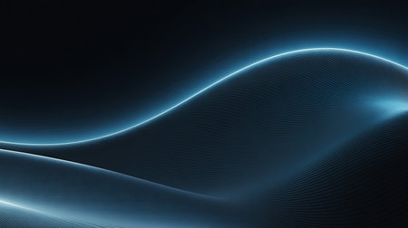 Abstract glowing lines with particles. Futuristic technology style. Elegant background for business tech presentations.の素材