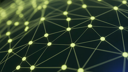 3D rendering of a network of connections with dots and lines.の素材