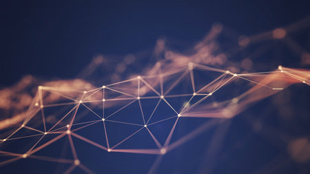 Abstract polygonal space low poly dark background with connecting dots and lines. Connection structure. 3d renderingの素材