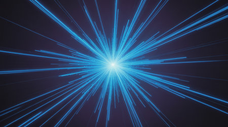 Abstract blue rays on a dark background. 3D Rendering.の素材