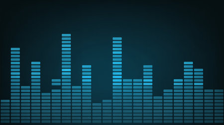 abstract music equalizer on dark blue background, vector illustration.の素材