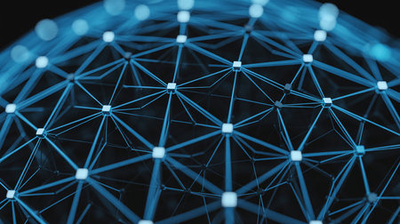 Abstract 3d rendering of chaotic network structure. Futuristic background.の素材