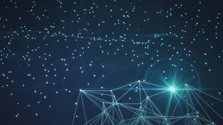 Abstract polygonal space low poly dark background with connecting dots and lines. Connection structure. 3d renderingの素材