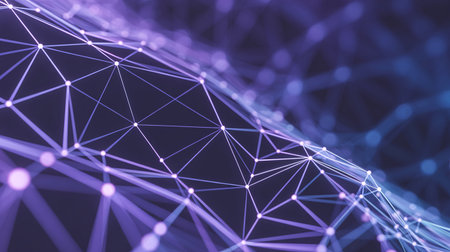 Abstract polygonal space low poly dark background with connecting dots and lines. Connection structure. 3d renderingの素材