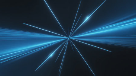 abstract rays of light on a dark blue background.3d renderingの素材