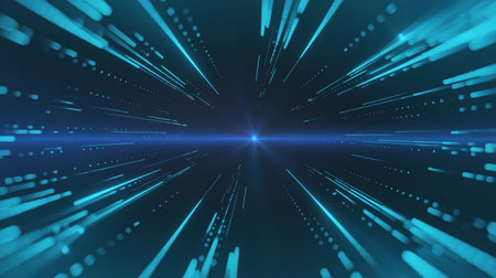 abstract 3d illustration of speed moving particles in space, computer generated abstract backgroundの素材
