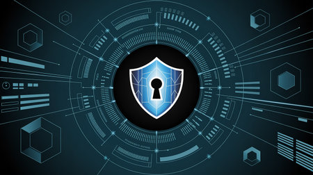 Cyber security concept. Protect mechanism, system privacy. Vector illustrationの素材