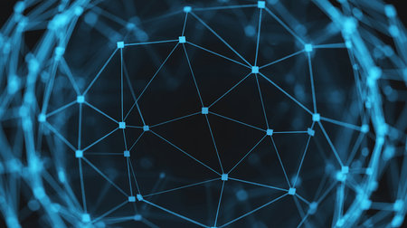 Abstract polygonal space low poly dark background with connecting dots and lines. Connection structure. 3d renderingの素材