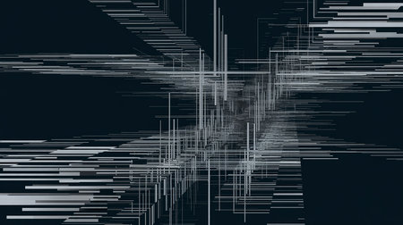 Abstract 3d rendering of chaotic chaotic particles in empty space. Futuristic background.の素材