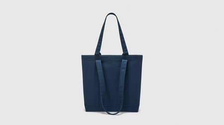 Blue canvas bag isolated on a white background. 3d rendering.の素材