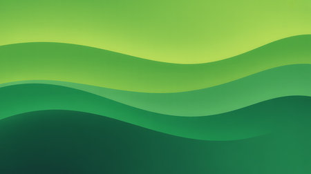 Abstract background with wavy lines in green and yellow colors. Vector illustration.の素材