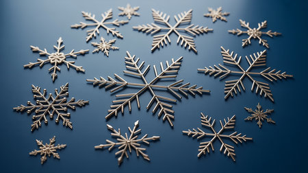 Snowflakes on blue background. Christmas and New Year concept.の素材