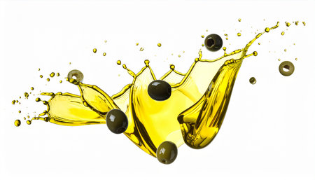 olive oil splash isolated on white background. 3d rendering.の素材
