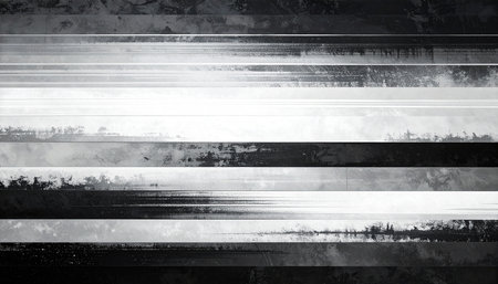 Black and white stripes on grunge metal background. 3d renderingの素材