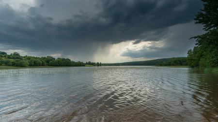 Storm clouds over the lake, rain clouds over the lake, storm clouds over the lakeの素材