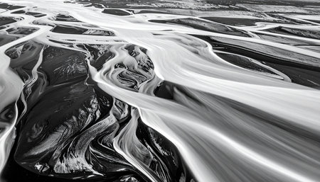 Black and white abstract background. Ink marble texture. Fluid art.の素材