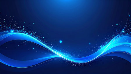 Abstract blue wave on dark blue background. Vector illustration eps10の素材