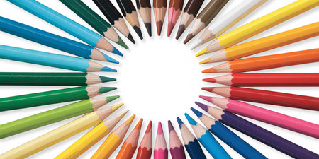 Colored pencils isolated on white background. Back to school.の素材