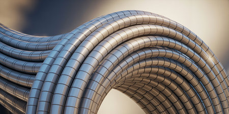 3d rendering of metal pipes in the shape of a circle.の素材