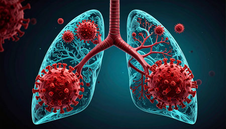 Coronavirus 2019-nCoV. Coronavirus 2019-nCoV. Virus in lungs.の素材