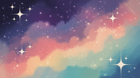 Abstract watercolor background with stars and nebula. Vector illustration.の素材