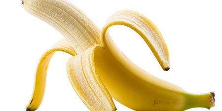 Ripe bananas on a white background. Close-up. Isolated.の素材