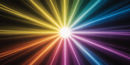 Abstract background with rays of light and lens flare. Gradient.の素材