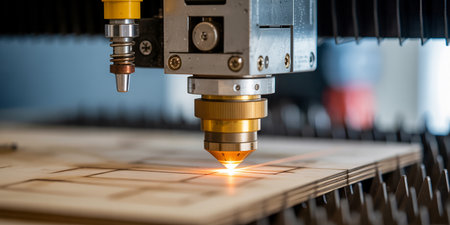 The CNC milling machine cutting the metal part with the sparking light.の素材