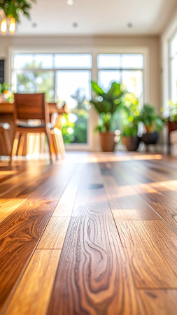 Wooden floor and chairs in the living room, blur background.の素材