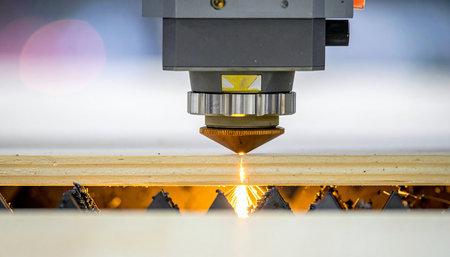 The CNC milling machine cutting the sheet metal with the sparking light.の素材