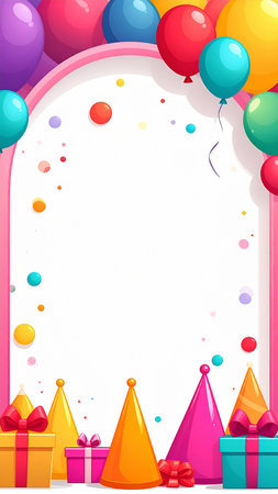 Birthday background with balloons and gift boxes. Eps 10 vector file.の素材