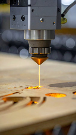 The CNC milling machine cutting the sheet metal with the sparking light.の素材