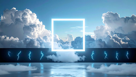 3d render of abstract background with clouds and blue sky. 3d illustrationの素材