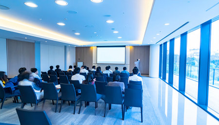 Business Conference and Presentation. Audience at the conference hall. Business and Entrepreneurship concept.の素材
