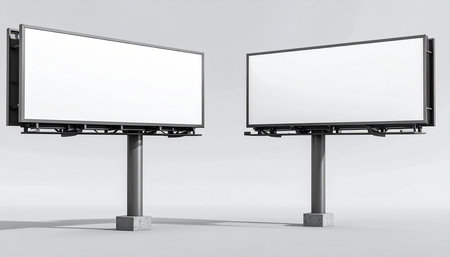 Blank billboard on a white background. 3d rendering mock upの素材