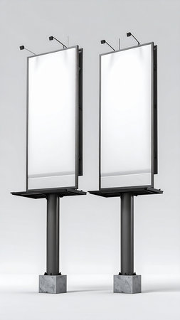 Blank advertising stand. 3d render. High resolution image.の素材